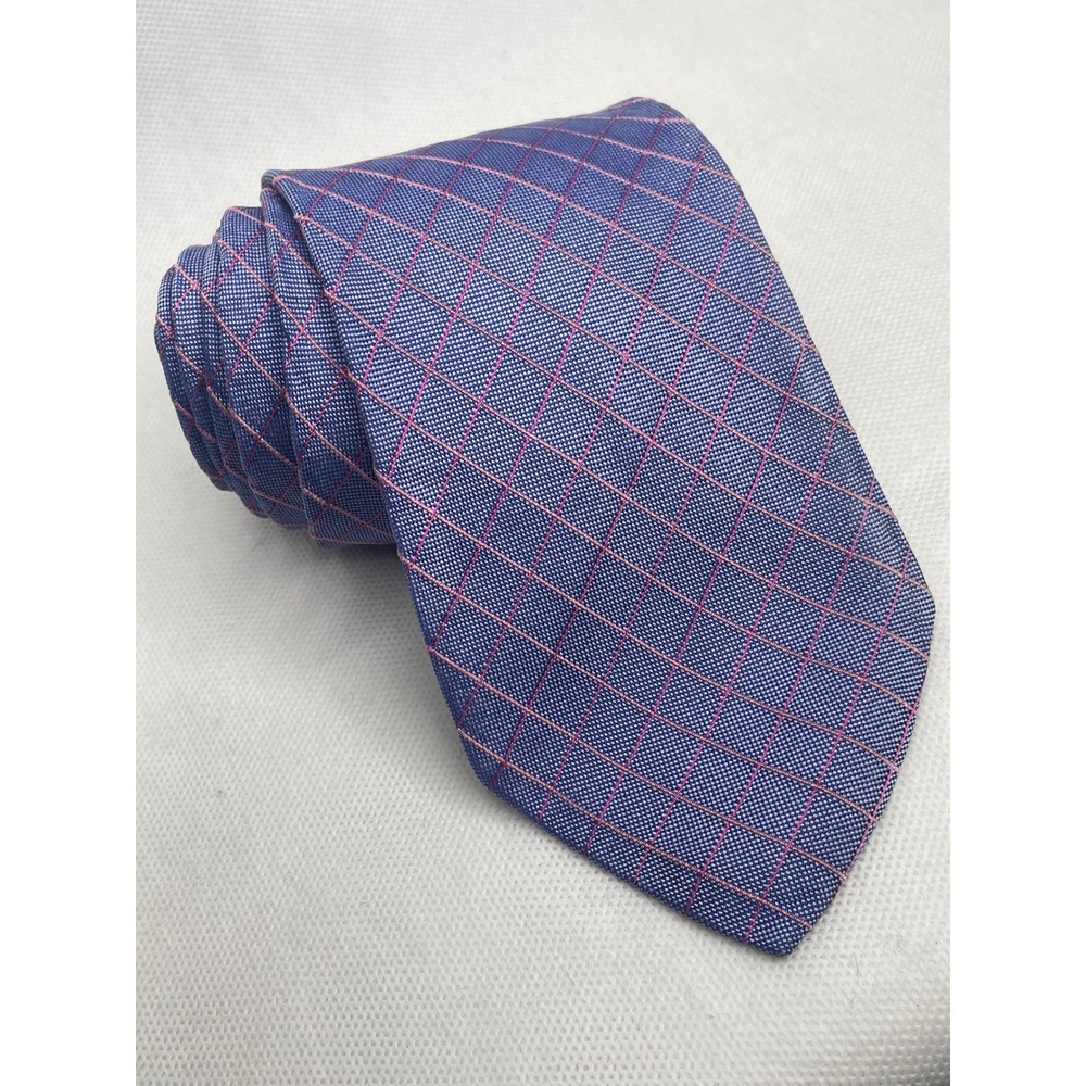 Holliday & Brown Handmade Jacquard Silk Tie Blue Pink Prep England Woven Necktie
